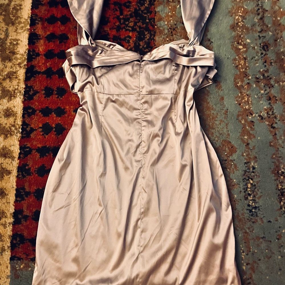 Fashion Nova Off-Shoulder has Satin Mini Dress in lilac - Picture 4 of 6
